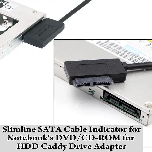 Alt view image 6 of 7 - BONAEVER USB 2.0 to 13 Pin Slimline SATA Laptop CD/DVD ROM Optical Drive Adapter Cable Black - 35cm