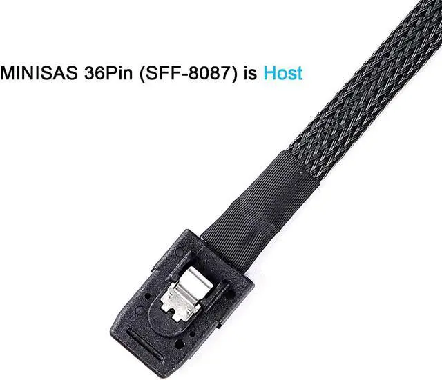 Alt view image 2 of 6 - BONAEVER Mini-SAS a SAS-Cable: 0.5 M Mini-SAS interno SFF-8087 a SFF-8482 4X SAS 29 pines con cable adaptador SATA-Power (1.6 pies)