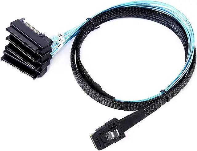 Alt view image 6 of 6 - BONAEVER Mini-SAS to SAS-Cable:1M Internal Mini-SAS SFF-8087 to SFF-8482 4X SAS 29Pin with SATA-Power Adapter Cable (3.3FT)