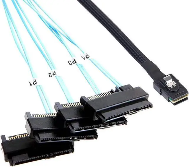 Main image of BONAEVER Mini-SAS to SAS-Cable:1M Internal Mini-SAS SFF-8087 to SFF-8482 4X SAS 29Pin with SATA-Power Adapter Cable (3.3FT)