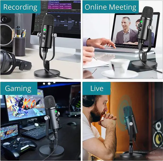 Alt view image 2 of 7 - BONAEVER USB Microphone Cardioid USB Microphone Condenser Microphone PC Gaming Computer Microphone with Round Support for Streaming Podcasting Vocal Recording Compatible with Windows Desktop Laptop