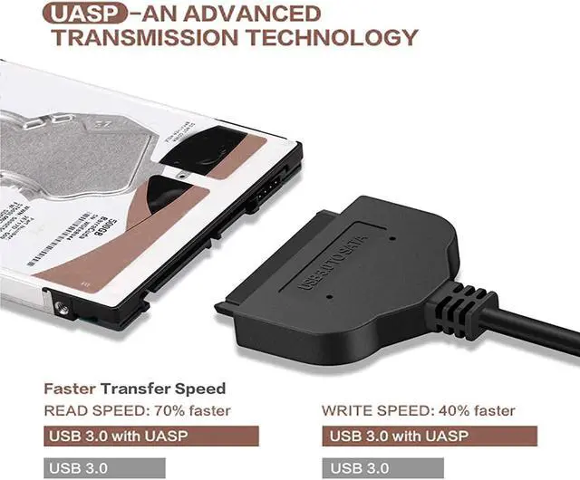 Alt view image 4 of 7 - BONAEVER USB 3.0 to SATA 22pin Data Power Cable Adapter for Laptop HDD 2.5 inch HDD or SSD Hard Disk Drive Black