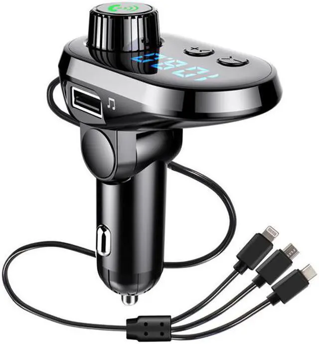 Main image of BONAEVER 3.1A Car Charger Built-in 3 USB Ports Charging Data Cable Bluetooth 5.0 FM Transmitter Wireless H sfree Auto Audio Receiver MP3 Player Fast Charger
