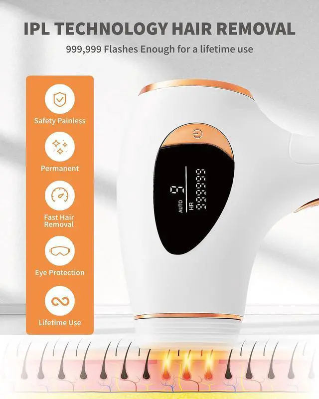 Alt view image 2 of 7 - BONAEVER Home Laser Hair Removal for Women Permanent Painless IPL Hair Removal Device Hair Remover with 9 Energy Levels 2 Flash Modes 999999 Flashes for Armpits Legs Whole Body Use