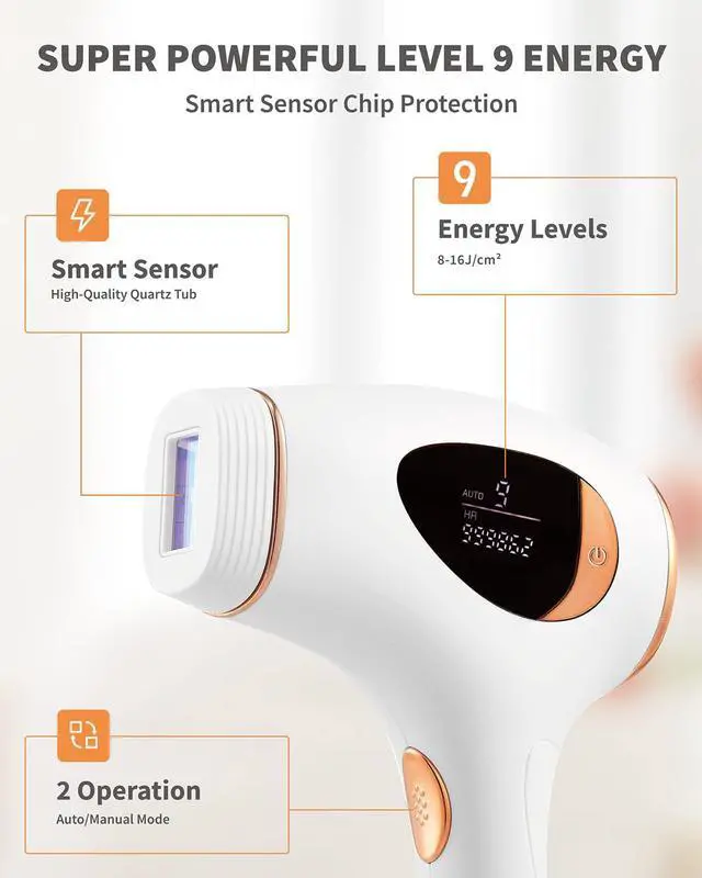 Alt view image 6 of 7 - BONAEVER Home Laser Hair Removal for Women Permanent Painless IPL Hair Removal Device Hair Remover with 9 Energy Levels 2 Flash Modes 999999 Flashes for Armpits Legs Whole Body Use