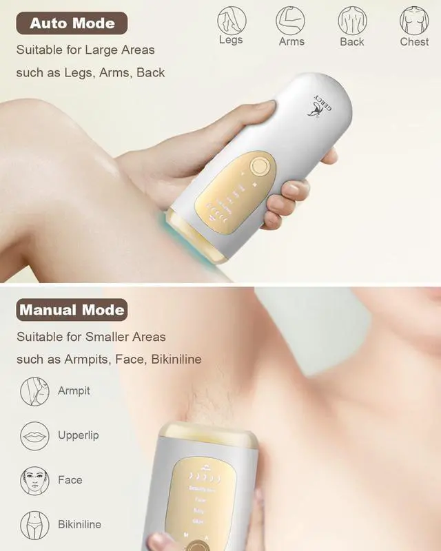 Alt view image 3 of 7 - BONAEVER Laser Hair Removal for Women Permanent Painless at-Home IPL Hair Removal Device Upgraded to 999999 Flashes 5 Level Energy Adjustable & 6 Flash Modes for Beautify Skin Face Body Bikini