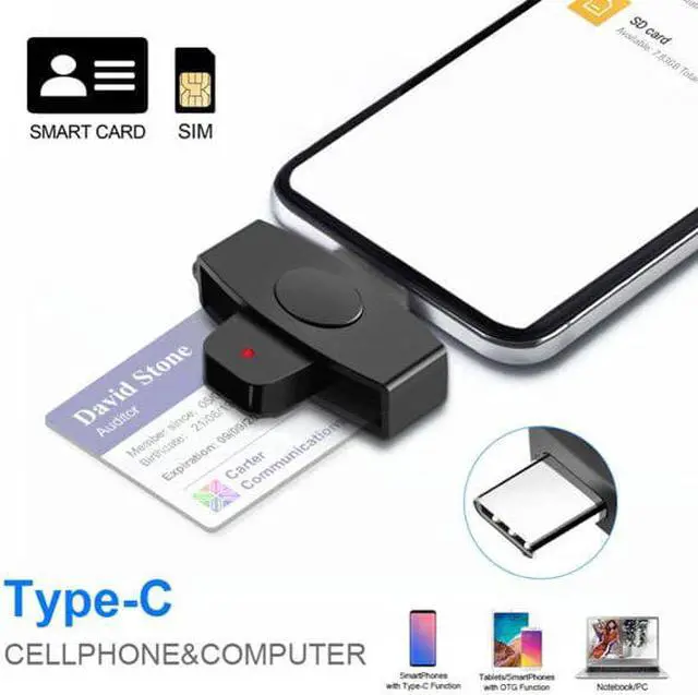 Alt view image 3 of 7 - BONAEVER Type C CAC Card Reader Military USB C Common Access CAC Smart Card Reader Credit Card Reader/CAC Chip Card Reader Compatible with Android Phones MacBook Pro iMac Other Type C Laptops