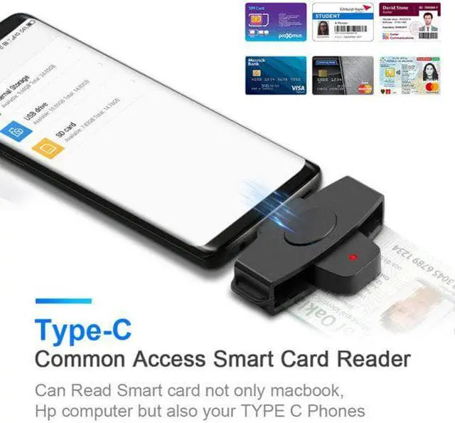 Alt view image 2 of 7 - BONAEVER Type C CAC Card Reader Military USB C Common Access CAC Smart Card Reader Credit Card Reader/CAC Chip Card Reader Compatible with Android Phones MacBook Pro iMac Other Type C Laptops