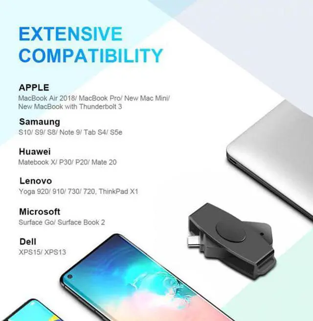 Alt view image 5 of 7 - BONAEVER Type C CAC Card Reader Military USB C Common Access CAC Smart Card Reader Credit Card Reader/CAC Chip Card Reader Compatible with Android Phones MacBook Pro iMac Other Type C Laptops