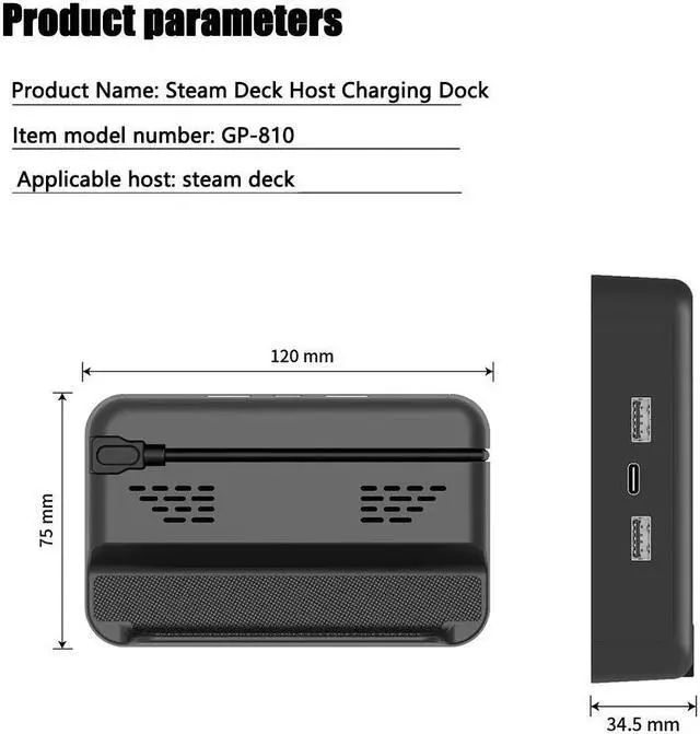 Alt view image 3 of 7 - BONAEVER TV Docking Standation for Valve Steam Deck 3 in 1 Hub Charger Stand Dock with 2 USB USB-C PD Charging Port