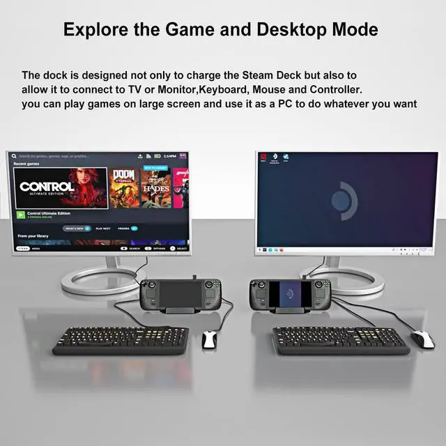 Alt view image 4 of 7 - BONAEVER TV Docking Standation for Valve Steam Deck 5 in 1 Hub Stand Dock with 4K HDMI3 USB3.0 Data Port USB-C PD Charging for Steam Deck Dock Stand Accessories