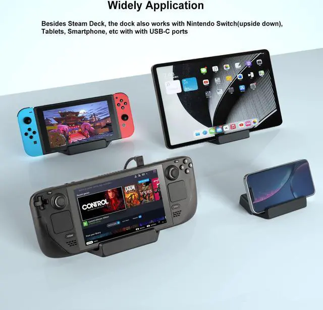 Alt view image 7 of 7 - BONAEVER TV Docking Standation for Valve Steam Deck 5 in 1 Hub Stand Dock with 4K HDMI3 USB3.0 Data Port USB-C PD Charging for Steam Deck Dock Stand Accessories