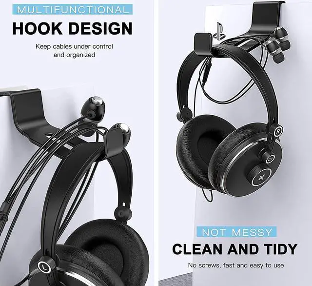 Alt view image 4 of 7 - BONAEVER Headphone Stand for PS5/XBOX/XS Headset Controller Stand Makes Game Accessories Easy to Standore (2 Pack Black)