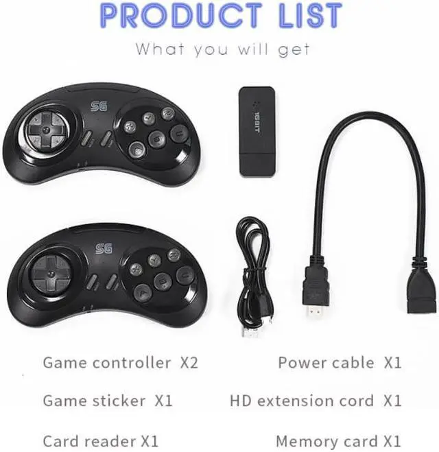 Alt view image 7 of 7 - BONAEVER USB Wireless Hand Held 4K HD Video Retro Game Console Build In 900+ Games Dual Wireless Gamepad para SEGA Game Console
