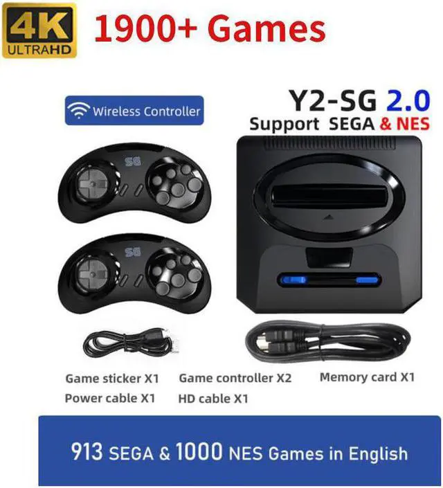 Main image of BONAEVER 16 Bit Md Retro Video Game Wireless Console Game Standick 4k Hdmi Built-in 1913 Classic Games for Sega Genesis Mini / Mega Drive