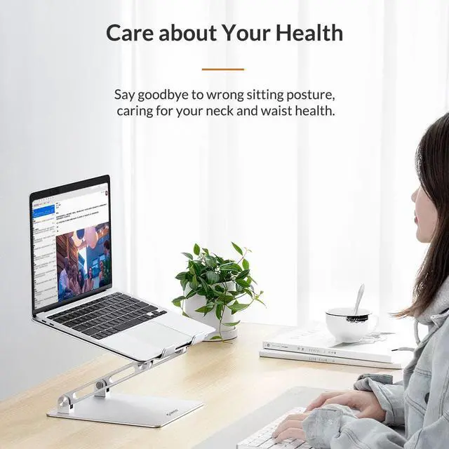 Alt view image 4 of 7 - BONAEVER Portable Laptop Riser Aluminum Adjustable Laptop Stand Ergonomic Computer Notebook Stand andolder with Heat-Vent for MacBook Air Pro Dell XPS HP (Up To 17'')