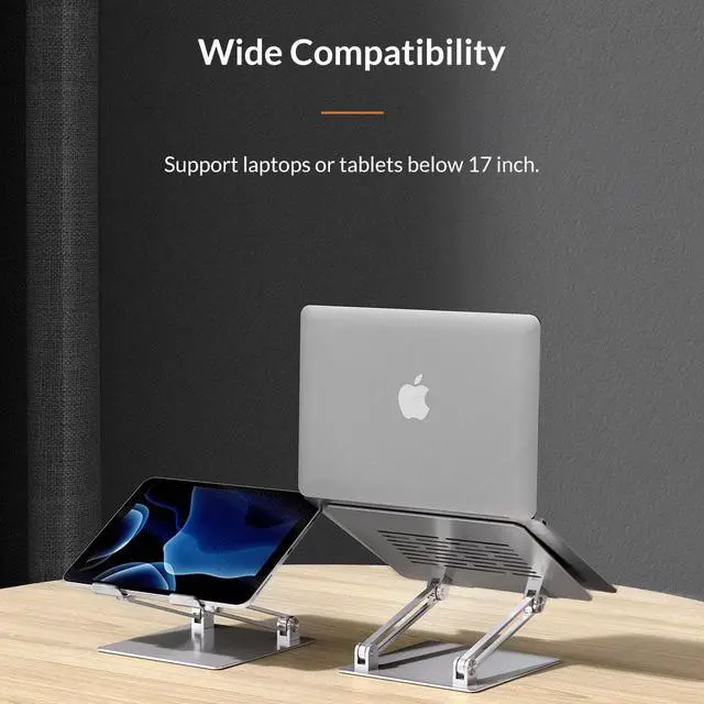 Alt view image 3 of 7 - BONAEVER Portable Laptop Riser Aluminum Adjustable Laptop Stand Ergonomic Computer Notebook Stand andolder with Heat-Vent for MacBook Air Pro Dell XPS HP (Up To 17'')