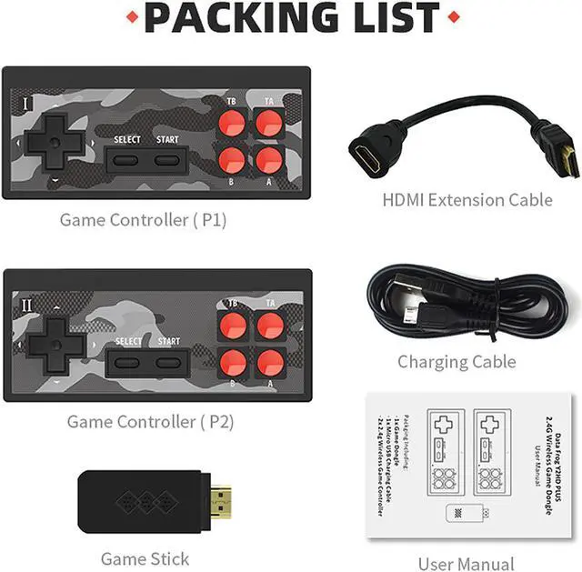 Alt view image 7 of 7 - BONAEVER Wireless Hand Held TV Video Game Console Build In 1700 NES 8 Bit HDMI-compatible Retro Game Console Dual Gamepad