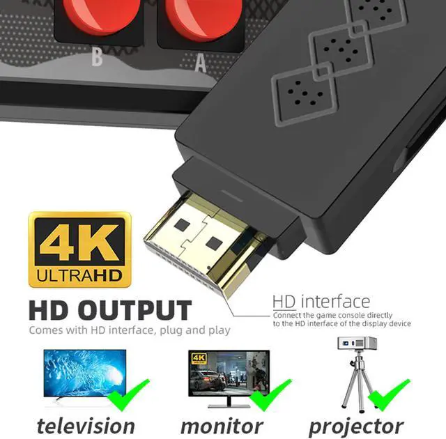 Alt view image 5 of 7 - BONAEVER Wireless Hand Held TV Video Game Console Build In 1700 NES 8 Bit HDMI-compatible Retro Game Console Dual Gamepad