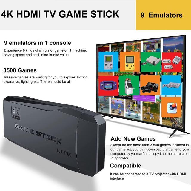 Alt view image 3 of 7 - BONAEVER Classic Retro Game Console with Two 2.4G Wireless Controllers for 4K TV Built-in Video Game Console 32GB TF Card 3500 Classic Games HDMI Compatible Plug & Play