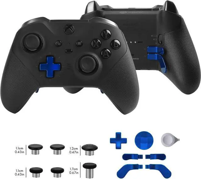 Alt view image 2 of 7 - BONAEVER 13 in 1 Metal Thumb Sticks for Xbox One Elite Series 2 Elite Series 2 Controller Accessory Parts Gaming Accessory Replacement Metal Mod 6 Swap Joy Sticks 4 Paddles 2 D-Pads 1 Tool