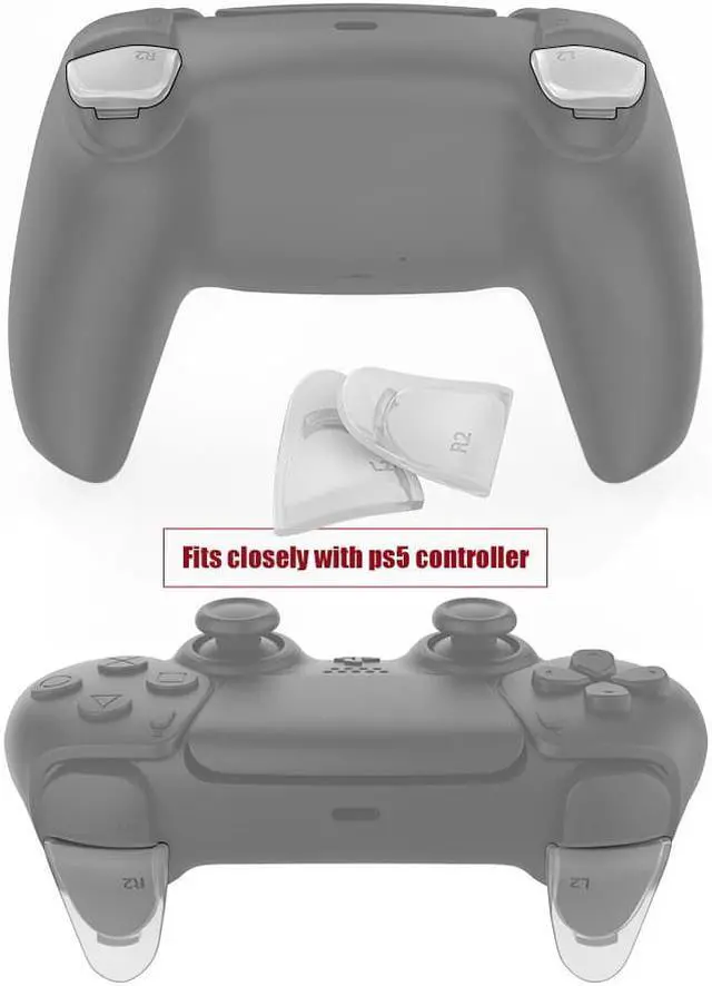 Alt view image 3 of 4 - BONAEVER Trigger Extender with 8 Pcs Thumb Stick Grips for PS5 DualSense Controller Play Standation 5 Accessories Clear