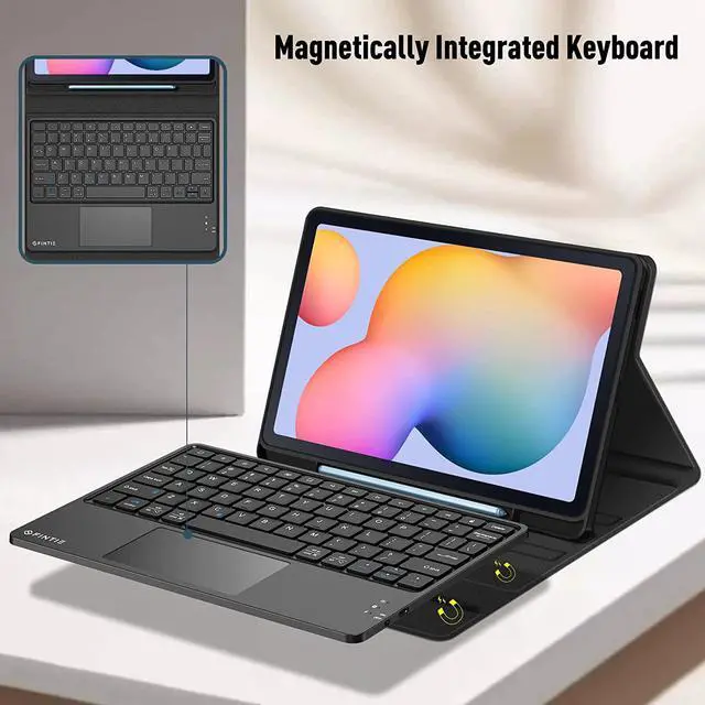 Alt view image 4 of 7 - BONAEVER Keyboard Case for Samsung Galaxy Tab S6 Lite 10.4 inch Model SM-P610 P613 P615 P619 Soft TPU Back Cover with Pencil Holder Wireless Bluetooth Keyboard