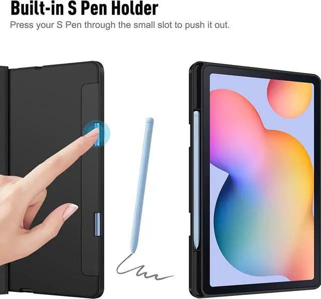 Alt view image 6 of 7 - BONAEVER Keyboard Case for Samsung Galaxy Tab S6 Lite 10.4 inch Model SM-P610 P613 P615 P619 Soft TPU Back Cover with Pencil Holder Wireless Bluetooth Keyboard