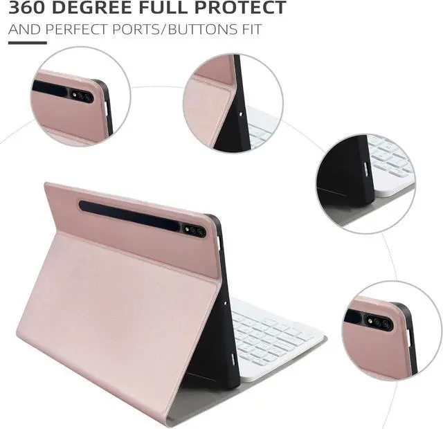 Alt view image 5 of 7 - BONAEVER Keyboard Case for Samsung Galaxy Tab S8 / Tab S7 11 inch (Model for SM-X700/X706/T870/T875/T878) Wireless KeyboardSlim Stand Cover with Pen Holder Rose Gold