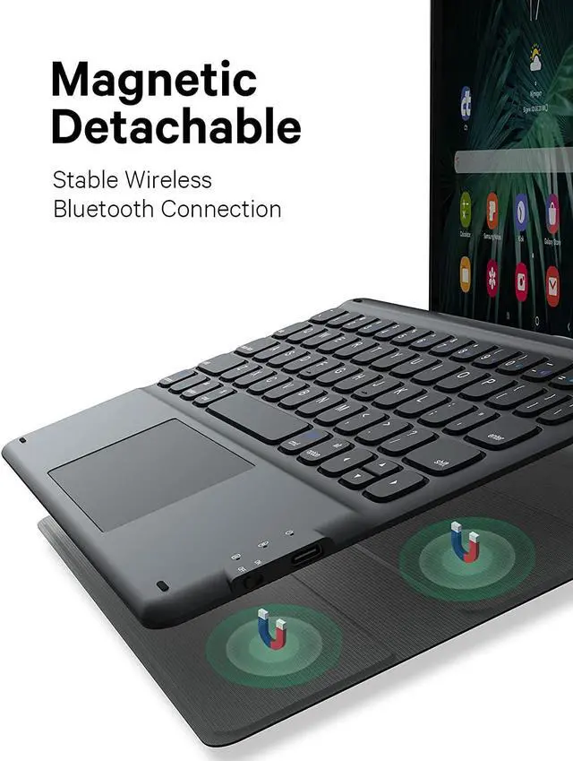 Alt view image 5 of 7 - BONAEVER Touch Keyboard Case for Samsung Galaxy Tab A8 10.5 inch 2022 Model SM-X200/X205/X207 - Wireless Magnetic Trackpad Keyboard Cover with S Pen Holder