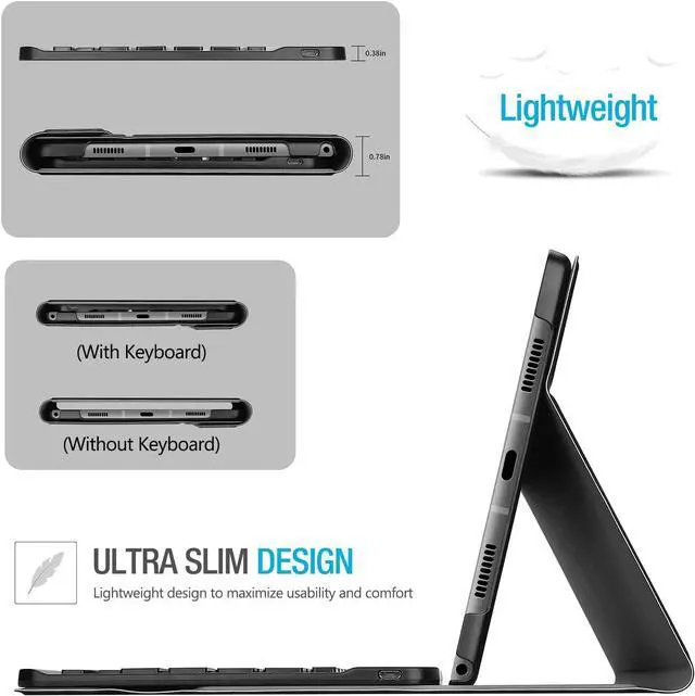 Alt view image 5 of 7 - BONAEVER Keyboard Case for Samsung Galaxy Tab A8 10.5 Inch 2022 SM-X200 X205 X207 Wireless Keyboard Cover with Pencil Holder