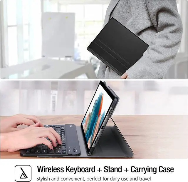 Alt view image 7 of 7 - BONAEVER Keyboard Case for Samsung Galaxy Tab A8 10.5 Inch 2022 SM-X200 X205 X207 Wireless Keyboard Cover with Pencil Holder