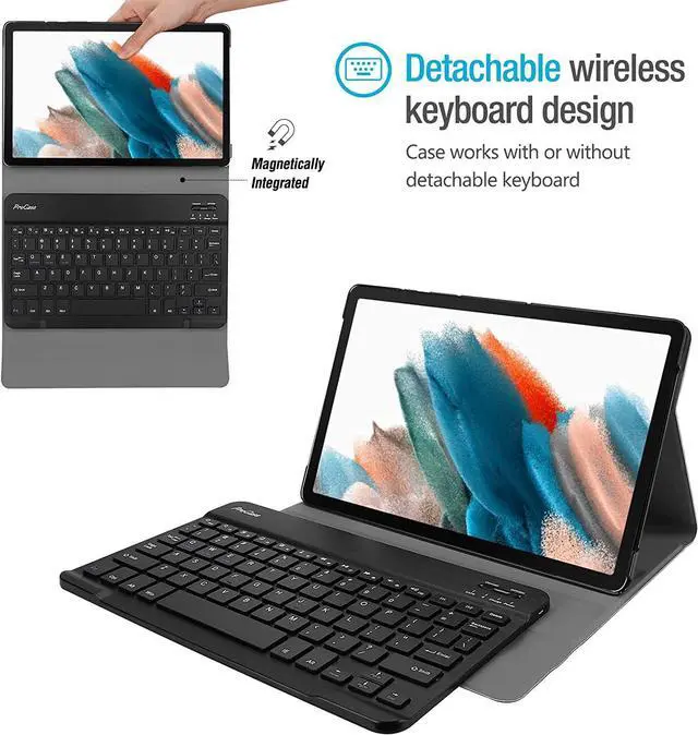 Alt view image 3 of 7 - BONAEVER Keyboard Case for Samsung Galaxy Tab A8 10.5 Inch 2022 SM-X200 X205 X207 Wireless Keyboard Cover with Pencil Holder