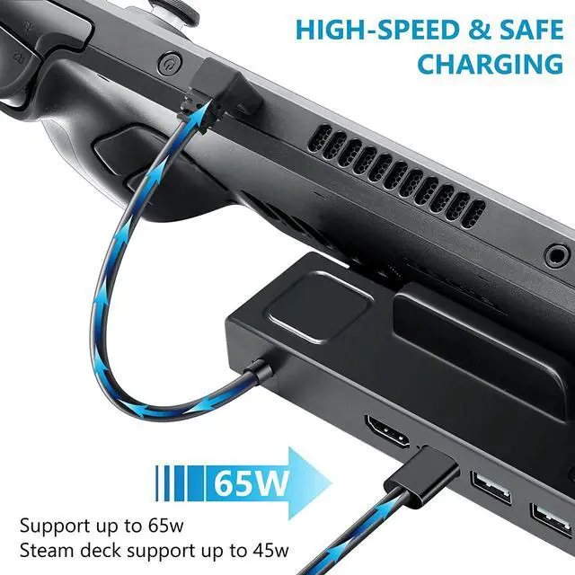 Alt view image 6 of 6 - BONAEVER Steam Deck Dock - Docking Standation for Steam Deck Stand Base USB-C Hub with HDMI 4K 3 USB 3.0 & 65W Charging Port Compatible with Switch Monitor Handle Steam Deck Accessories