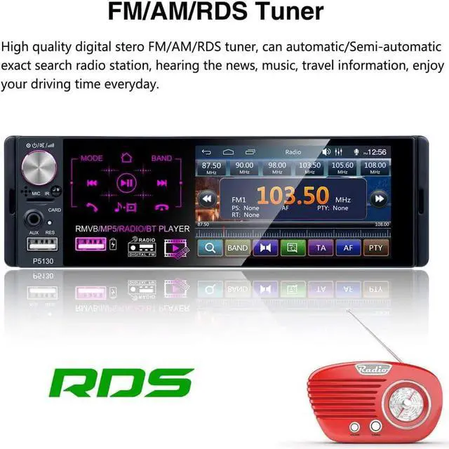 Alt view image 4 of 7 - BONAEVER Single DIN Car Bluetooth Radio with 4 Inch Capacitive Touch Screen FM/AM/RDS Standereo Radio Receiver with Dual USB/AUX-in/SD Port + Backup Camera Standeering Wheel Control