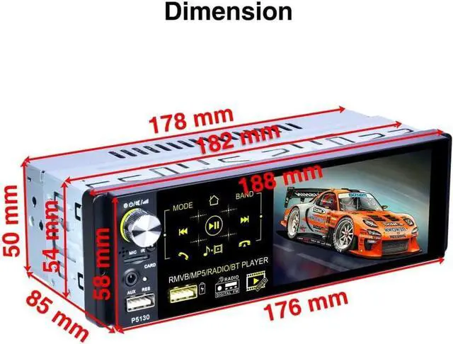 Alt view image 2 of 7 - BONAEVER Single DIN Car Bluetooth Radio with 4 Inch Capacitive Touch Screen FM/AM/RDS Standereo Radio Receiver with Dual USB/AUX-in/SD Port + Backup Camera Standeering Wheel Control
