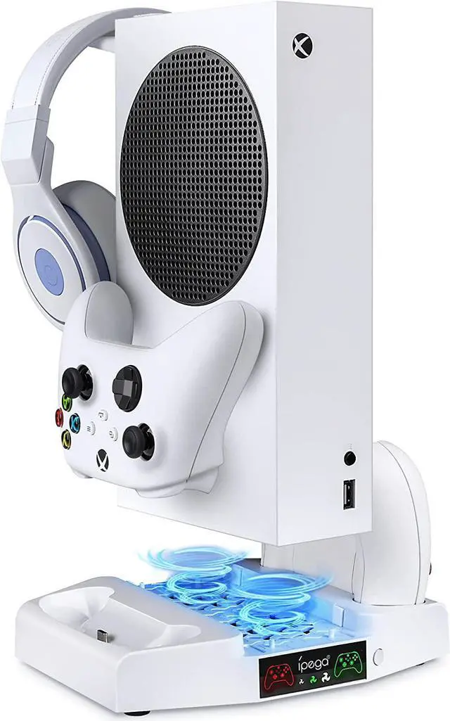 Main image of BONAEVER Vertical Stand with Cooling Fan for Xbox Series S ConsoleDual Controller Charger Station 3 Level Adjustable Wind Speed Compatible with Xbox Series S Cooling Fan Station with Headset Holder