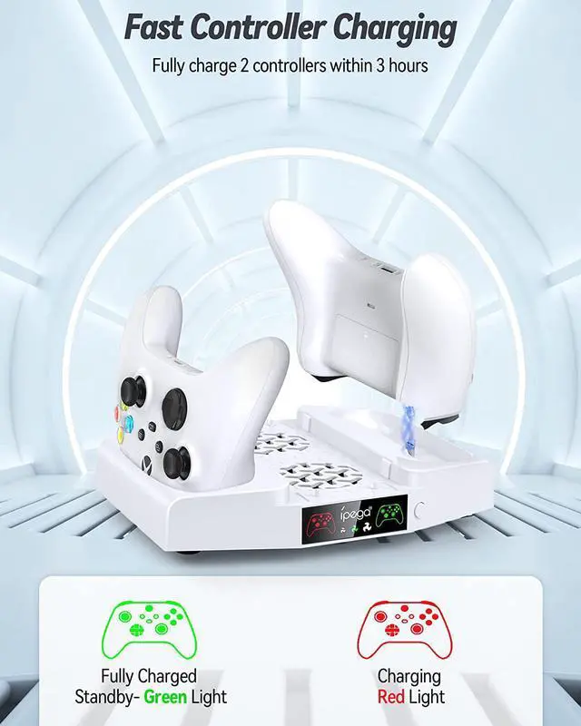 Alt view image 6 of 7 - BONAEVER Vertical Stand with Cooling Fan for Xbox Series S ConsoleDual Controller Charger Station 3 Level Adjustable Wind Speed Compatible with Xbox Series S Cooling Fan Station with Headset Holder