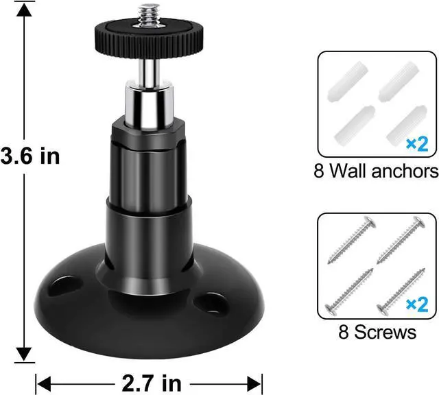 Alt view image 6 of 7 - BONAEVER Wall Mount Compatible with Wyze Cam Pan & Wyze Cam Pan V2 & Wyze Cam V3 Adjustable Indoor Outdoor Mount for WyzeCam Pan/WyzeCam Outdoor/WyzeCam V3 or Other Cam with Same Interface 2 Pack