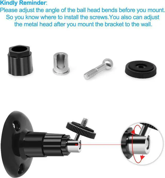 Alt view image 4 of 7 - BONAEVER Wall Mount Compatible with Wyze Cam Pan & Wyze Cam Pan V2 & Wyze Cam V3 Adjustable Indoor Outdoor Mount for WyzeCam Pan/WyzeCam Outdoor/WyzeCam V3 or Other Cam with Same Interface 2 Pack