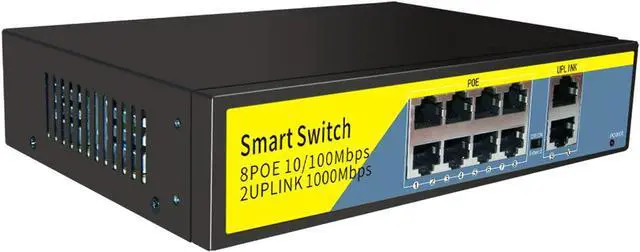 Main image of BONAEVER 10-Port PoE Switch Gigabit Ethernet 2 Port Uplink 802.3AT/AF 120W Cat5 Unmanaged Metal Smart Desktop Network Power Over Ethernet Injector