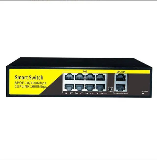 Alt view image 6 of 7 - BONAEVER 10-Port PoE Switch Gigabit Ethernet 2 Port Uplink 802.3AT/AF 120W Cat5 Unmanaged Metal Smart Desktop Network Power Over Ethernet Injector
