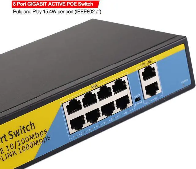 Alt view image 5 of 7 - BONAEVER 10-Port PoE Switch Gigabit Ethernet 2 Port Uplink 802.3AT/AF 120W Cat5 Unmanaged Metal Smart Desktop Network Power Over Ethernet Injector