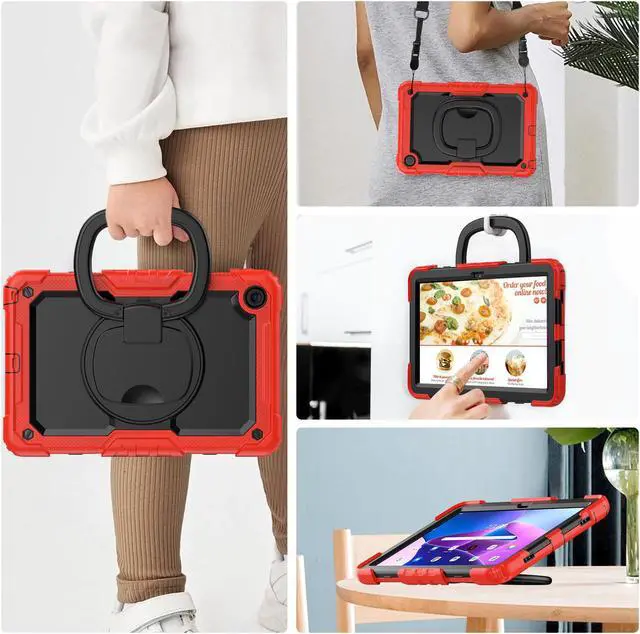 Alt view image 5 of 7 - BONAEVER For Lenovo Tab M10 Plus 3rd Gen 10.6 inch Case Model TB-125FU/TB-128FU/TB-128XU with Screen Protector Drop-Proof Protection Case with 360° Rotating Stand & Shoulder Strap & Pen Holder
