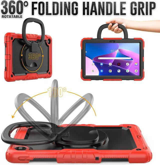 Alt view image 2 of 7 - BONAEVER For Lenovo Tab M10 Plus 3rd Gen 10.6 inch Case Model TB-125FU/TB-128FU/TB-128XU with Screen Protector Drop-Proof Protection Case with 360° Rotating Stand & Shoulder Strap & Pen Holder