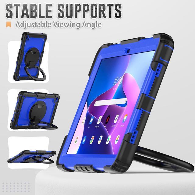 Alt view image 4 of 7 - BONAEVER For Lenovo Tab M10 Plus 3rd Gen 10.6 inch Case Model TB-125FU/TB-128FU/TB-128XU with Screen Protector Drop-Proof Protection Case with 360° Rotating Stand & Shoulder Strap & Pen Holder