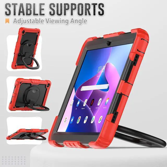 Alt view image 4 of 7 - BONAEVER For Lenovo Tab M10 Plus 3rd Gen 10.6 inch Case Model TB-125FU/TB-128FU/TB-128XU with Screen Protector Drop-Proof Protection Case with 360° Rotating Stand & Shoulder Strap & Pen Holder