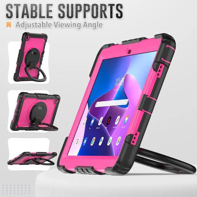 Alt view image 4 of 7 - BONAEVER For Lenovo Tab M10 Plus 3rd Gen 10.6 inch Case Model TB-125FU/TB-128FU/TB-128XU with Screen Protector Drop-Proof Protection Case with 360° Rotating Stand & Shoulder Strap & Pen Holder