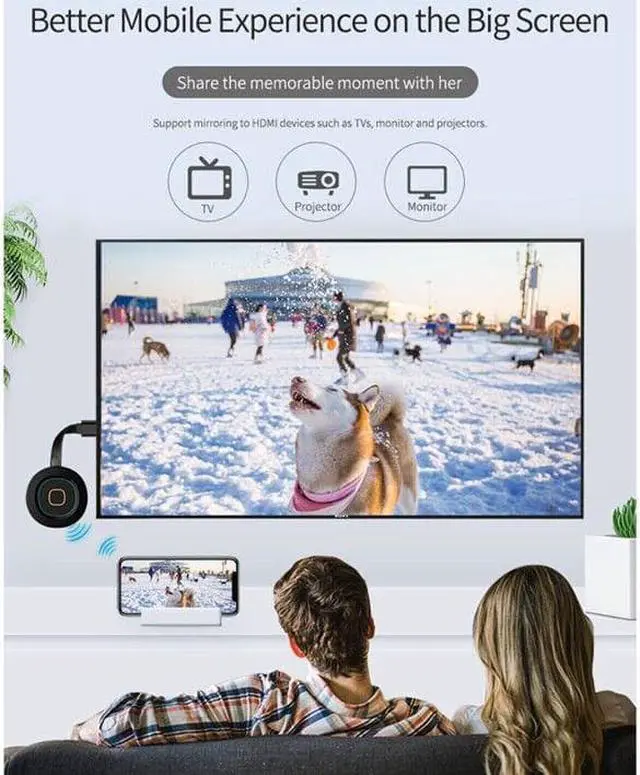 Alt view image 2 of 7 - BONAEVER Wireless HDMI Display Dongle 5G+2.4GHz 4K Ultra HD WiFi Adapter Standreaming Video Receiver Compatible with iPhone/iPad/iOS/ Android/PC/ /Windows/Mac OS to HDTV/Monitor/Projector