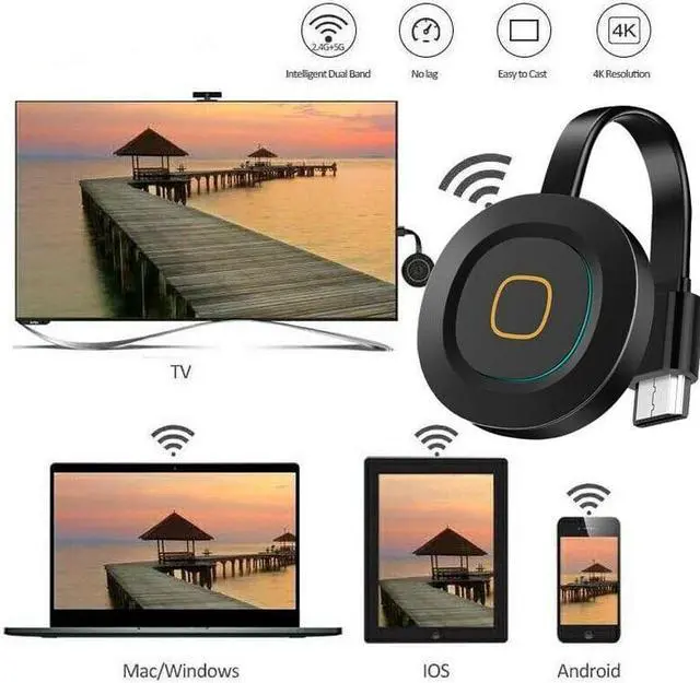 Alt view image 3 of 7 - BONAEVER Wireless HDMI Display Dongle 5G+2.4GHz 4K Ultra HD WiFi Adapter Standreaming Video Receiver Compatible with iPhone/iPad/iOS/ Android/PC/ /Windows/Mac OS to HDTV/Monitor/Projector